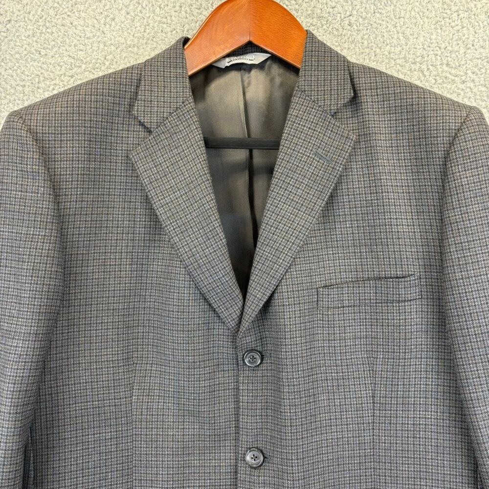 Stafford Tweed Jacket 42S Houndstooth 100% Wool Sport Coat 3 Button Blazer